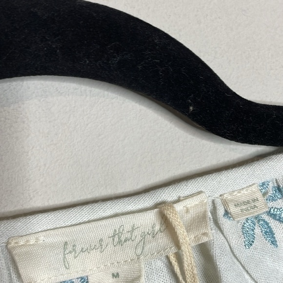 Forever That Girl Anthro | Ruffle-Sleeve Smocked Linen Blouse Size Medium NWT - Picture 5 of 7